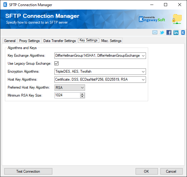 SFTP Connection Manager - Key Settings